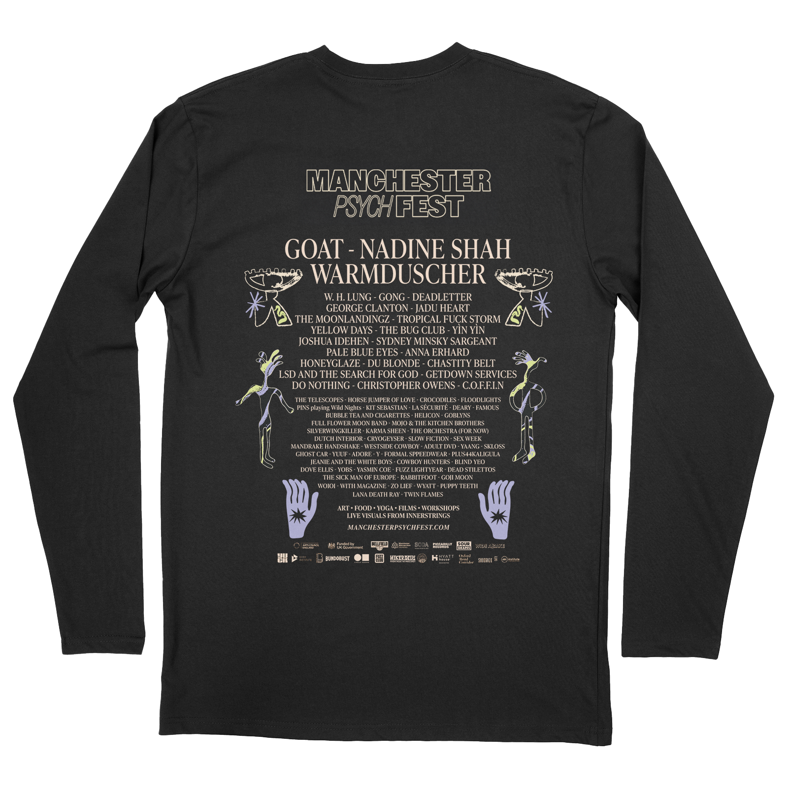 Manchester Psych Fest 2025 Festival Long Sleeve T-Shirt - Black