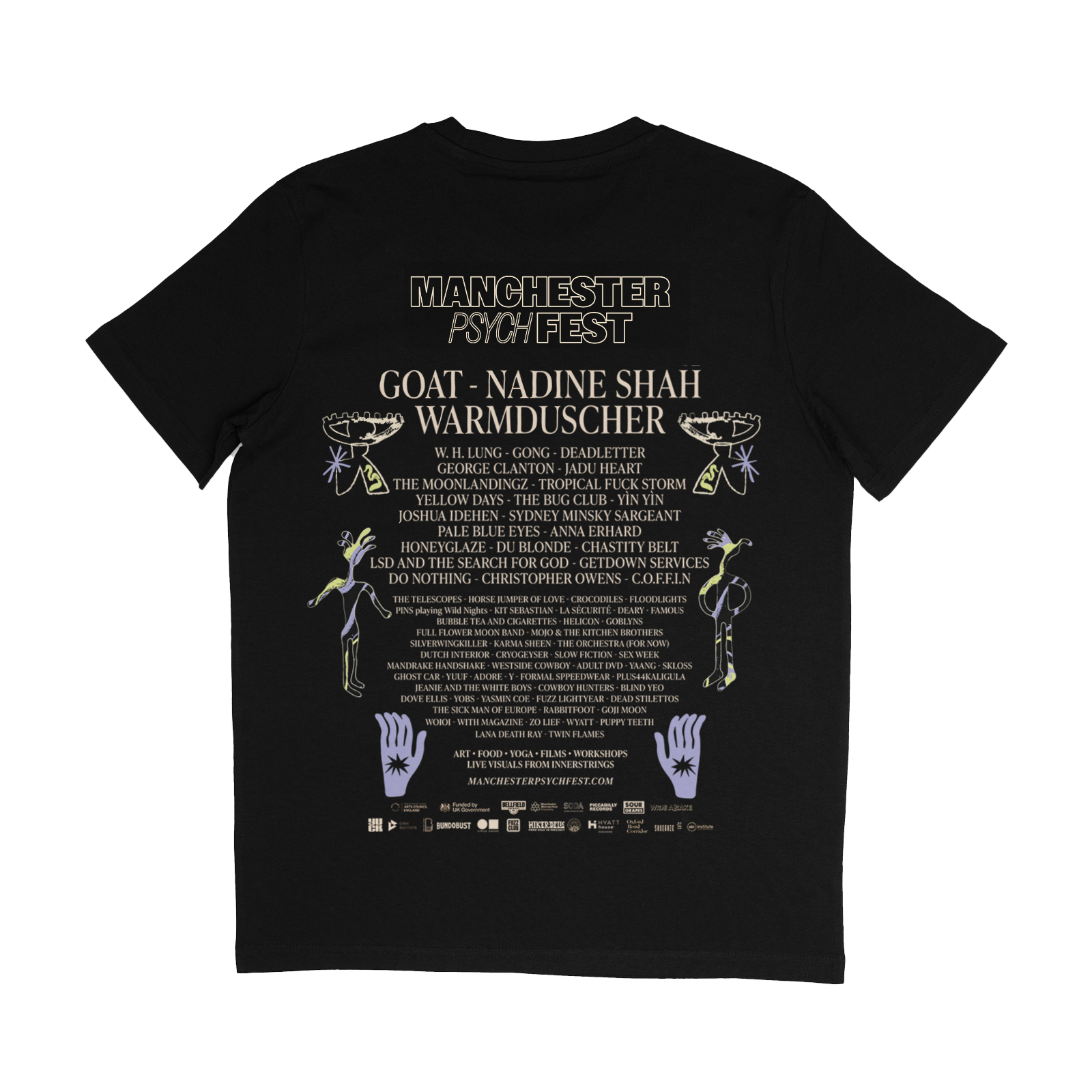 Manchester Psych Fest 2025 Festival Short Sleeve T-Shirt - Black