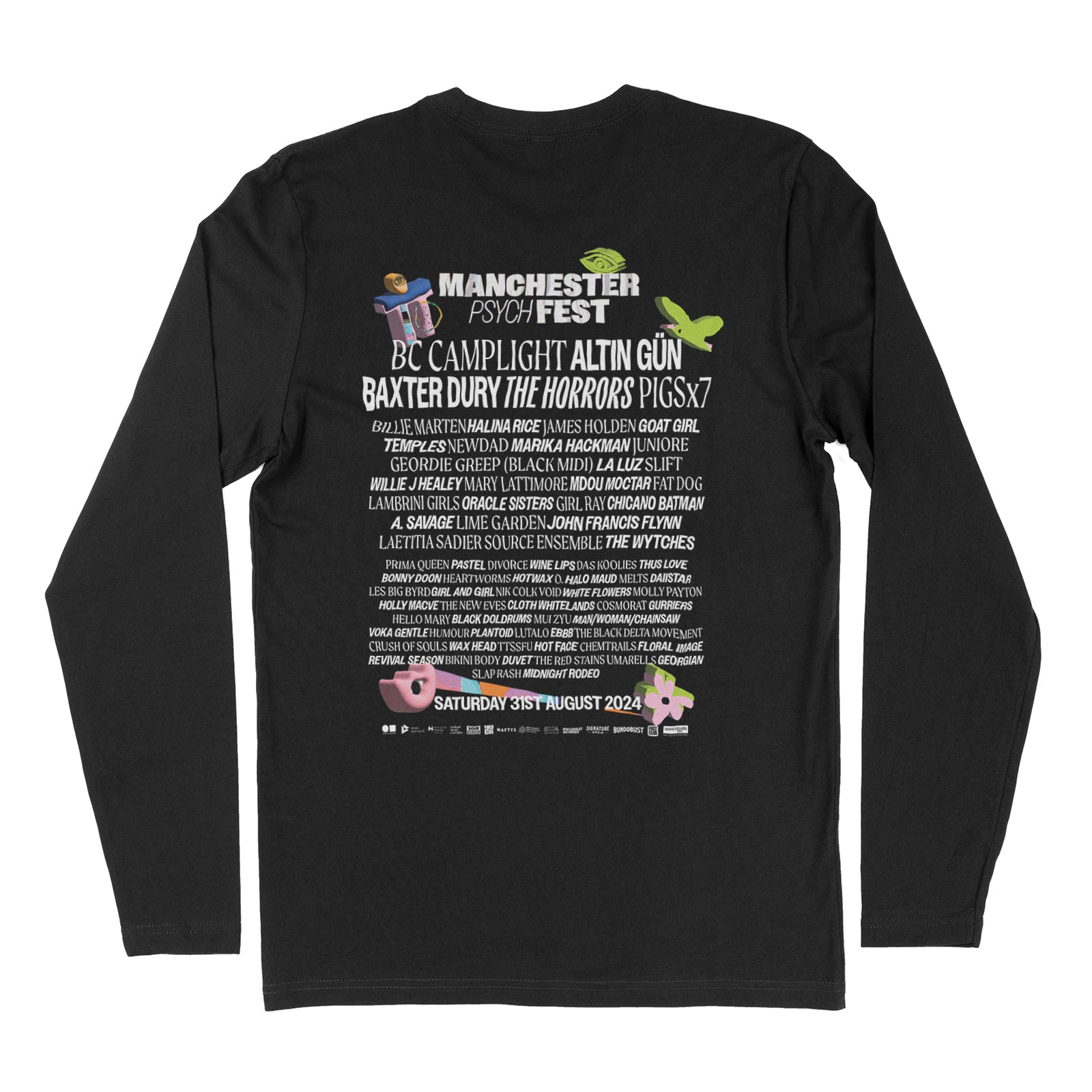 Manchester Psych Fest 2024 Festival Long Sleeve T-Shirt - Black