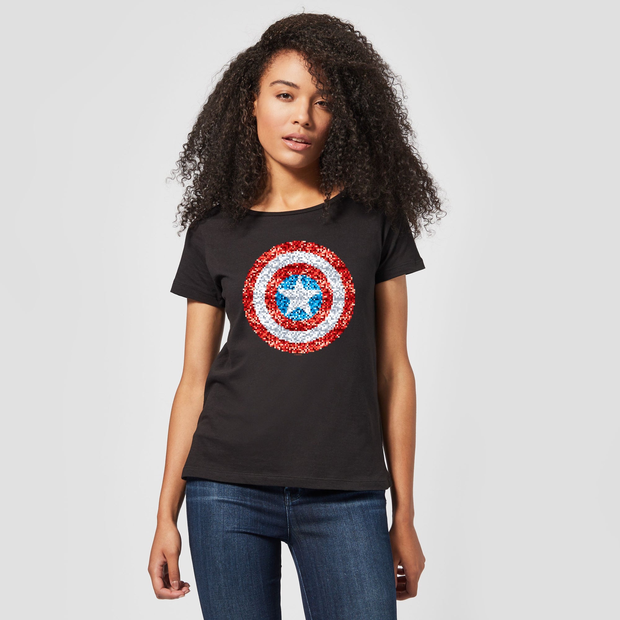 Official Marvel Captain America Pixelated Shield Women's T-Shirt