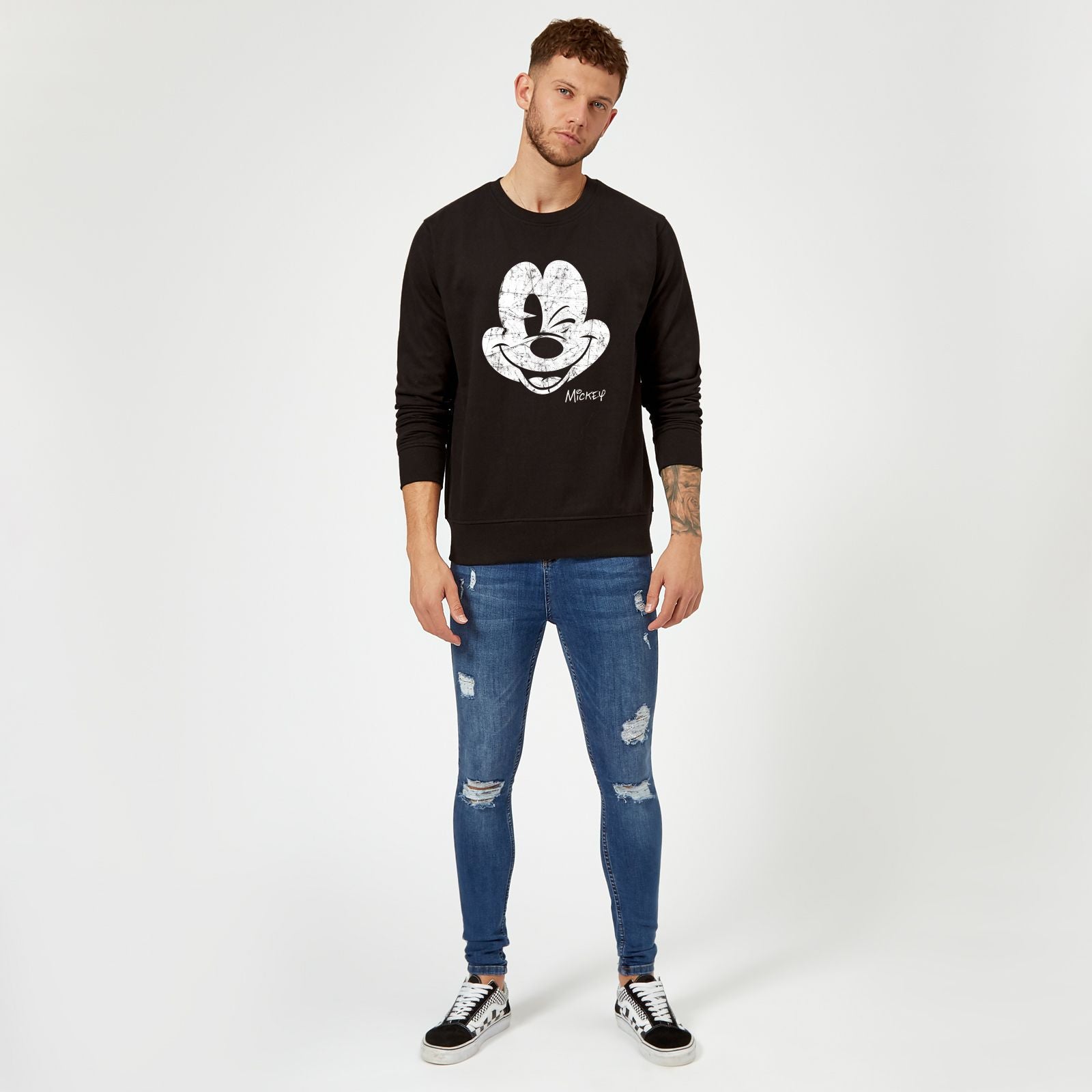 Official Disney Mickey Mouse Worn Face Sweatshirt