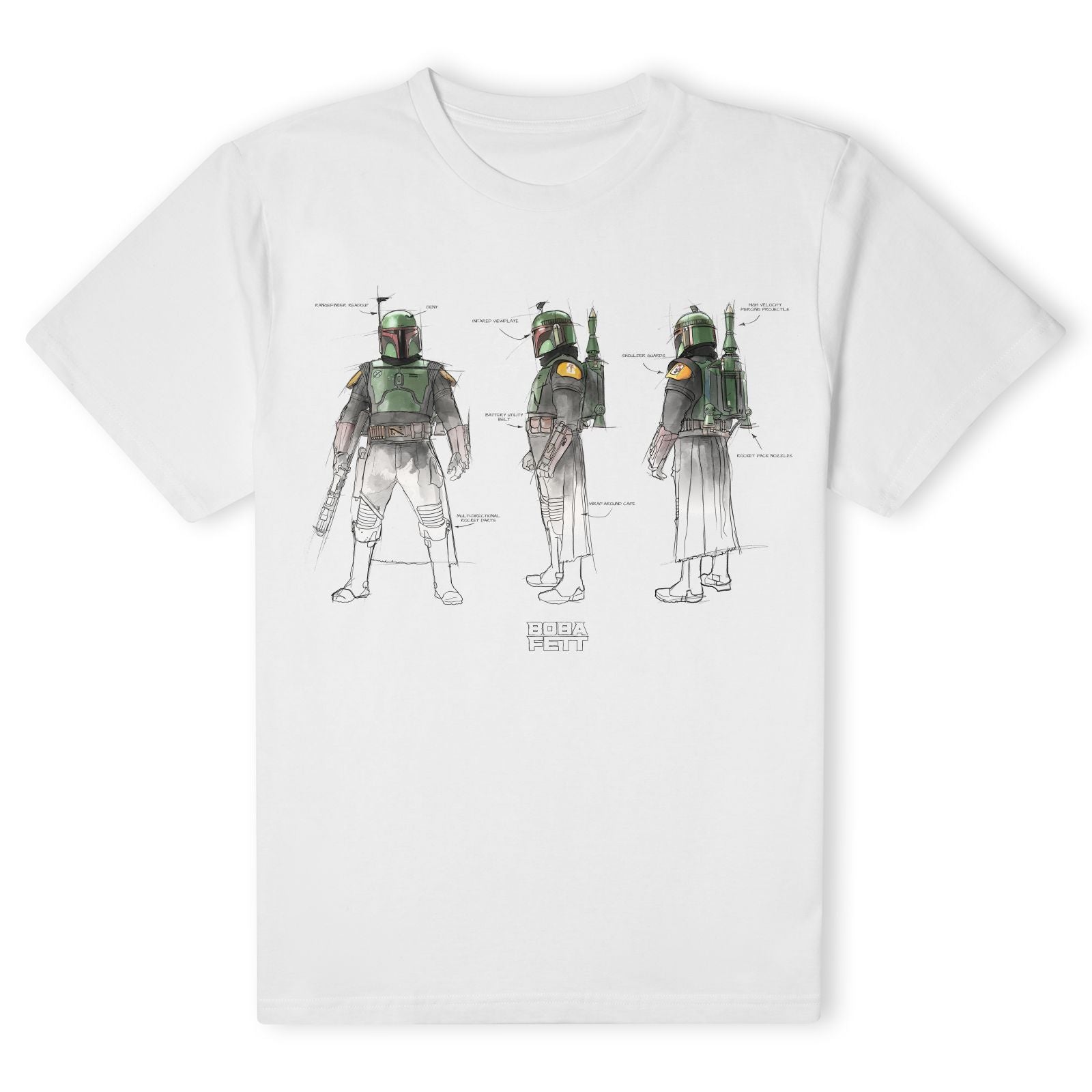 Official Star Wars Boba Fett Rotating Illustrations Unisex T-Shirt